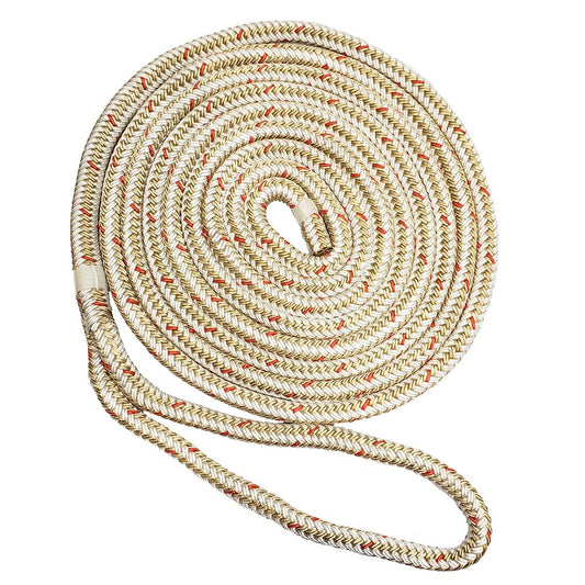 New England Ropes 5/8" Double Braid Dock Line - White/Gold w/Tracer - 35&39; - Marine Parts OnlyAnchoring & DockingNew England Ropes