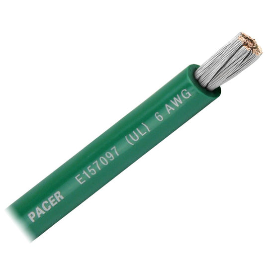 Pacer Green 6 AWG Battery Cable - Sold By The Foot - Marine Parts OnlyElectricalPacer Group
