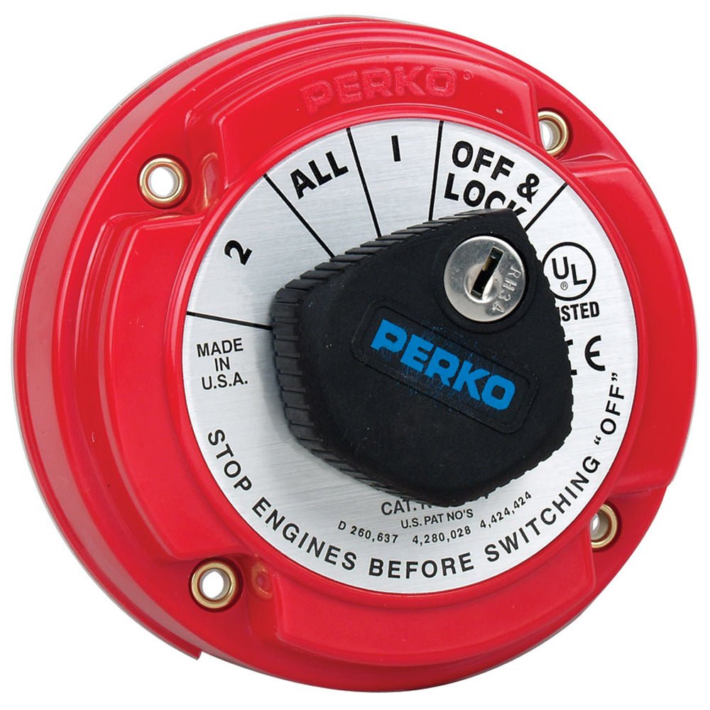 Perko 8504DP Medium Duty Battery Selector Switch w/Alternator Field Disconnect & Key Lock - Marine Parts OnlyElectricalPerko