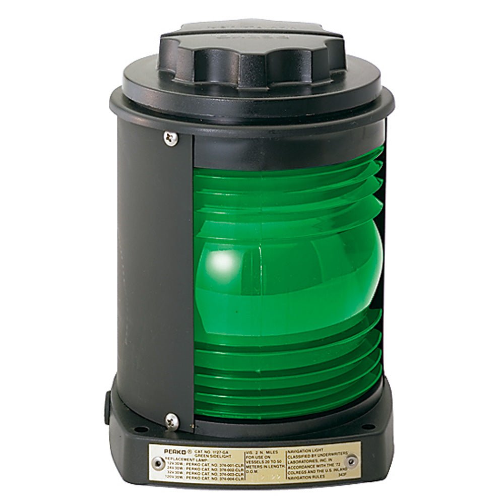 Perko Side Light - Black Plastic, Green Lens - Marine Parts OnlyLightingPerko