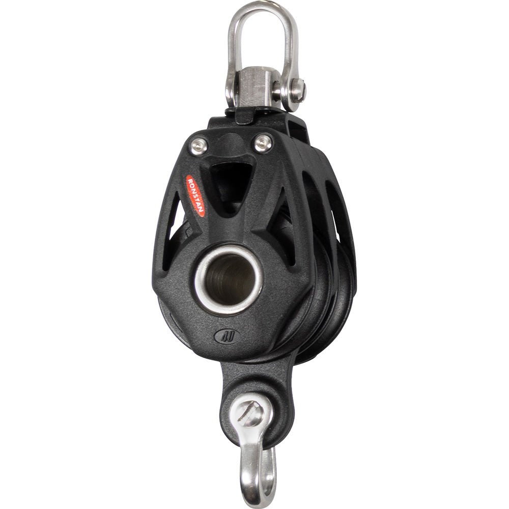 Ronstan Series 40 Orbit BB Double Block w/Becket &amp; Swivel Shackle - Marine Parts OnlySailingRonstan