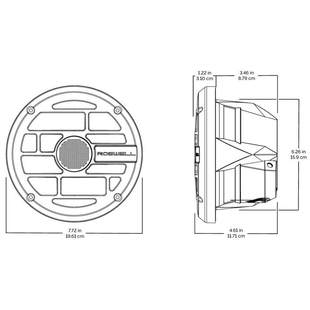 Roswell R Series 6.5&rdquo; Marine Speakers - Anthracite Grille - 60W RMS &amp; 120W Peak Power - Marine Parts OnlyEntertainmentRoswell Marine
