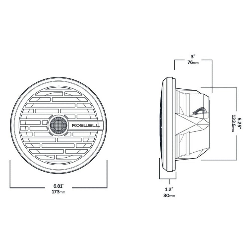 Roswell R1 6.5&rdquo; Marine Speakers - Black - 80W RMS &amp; 160W Peak Power - Marine Parts OnlyEntertainmentRoswell Marine