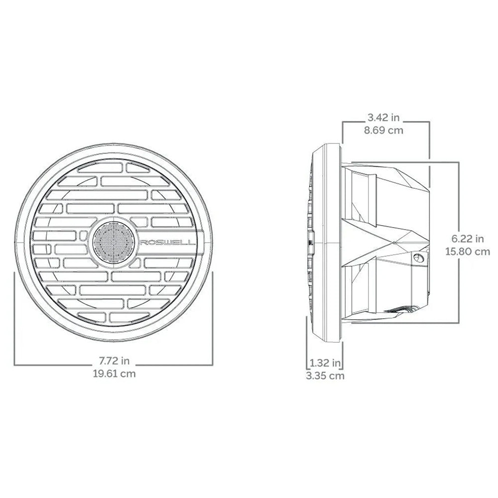 Roswell R1 7.7&rdquo; Marine Speakers - White - 90W RMS &amp; 180W Peak Power - Marine Parts OnlyEntertainmentRoswell Marine