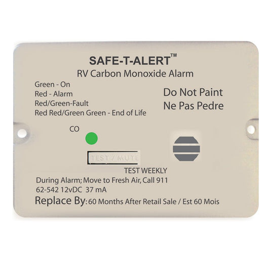 Safe - T - Alert 62 Series Carbon Monoxide Alarm - 12V - RV Flush Mount - White - Marine Parts OnlyMarine SafetySafe - T - Alert