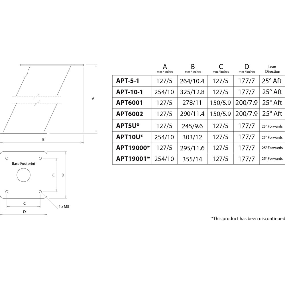 Scanstrut APT6002 Aluminum PowerTower&reg; Open Array Radar Mount - 6" Aft Leaning - Marine Parts OnlyBoat OutfittingScanstrut