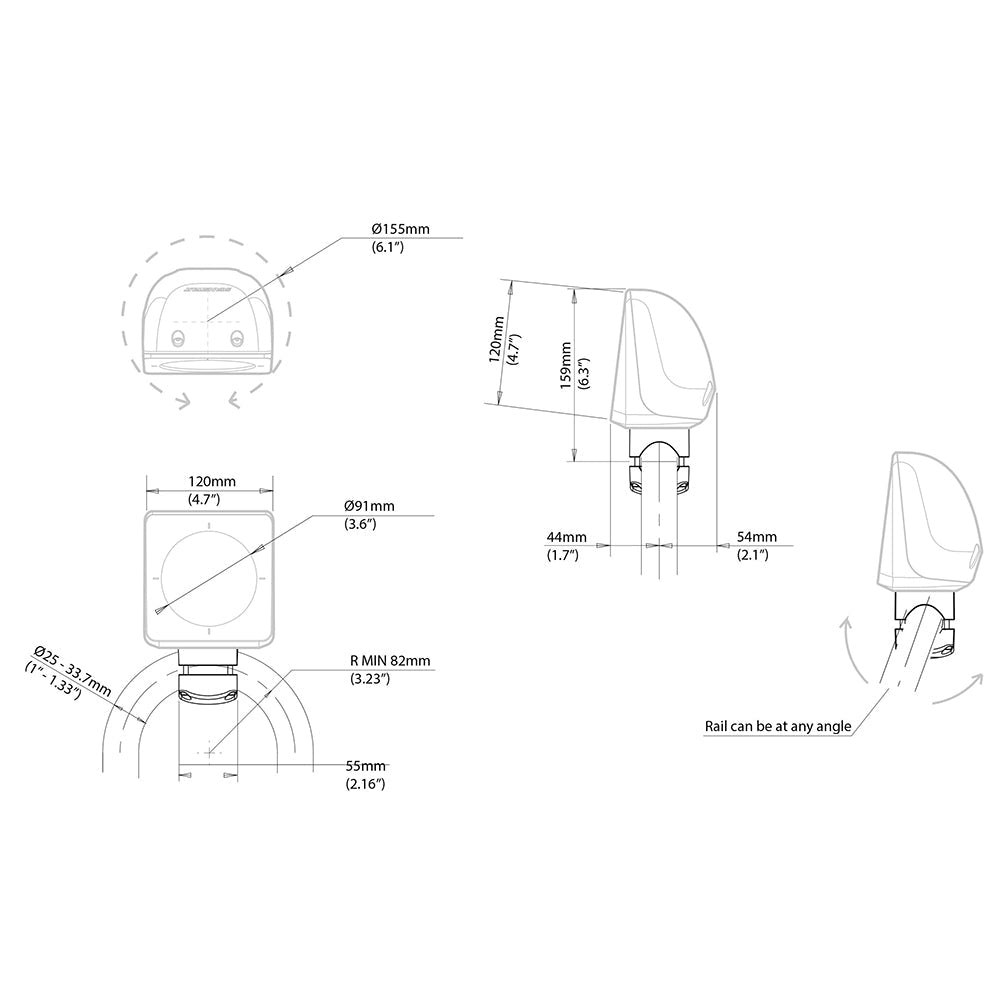 Scanstrut Scanpod Single Instrument Pod Rail Mount - Cut f/Standard Instrument - Fits 1" - 1.33" Rails - Marine Parts OnlyBoat OutfittingScanstrut