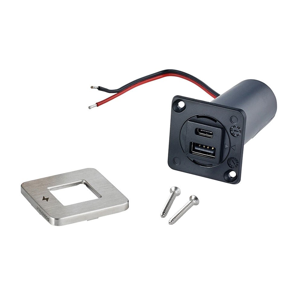 Scanstrut TILE USB - A/USB - C Interior Charging Socket - 12/24V - Stainless Steel Bezel - Marine Parts OnlyElectricalScanstrut
