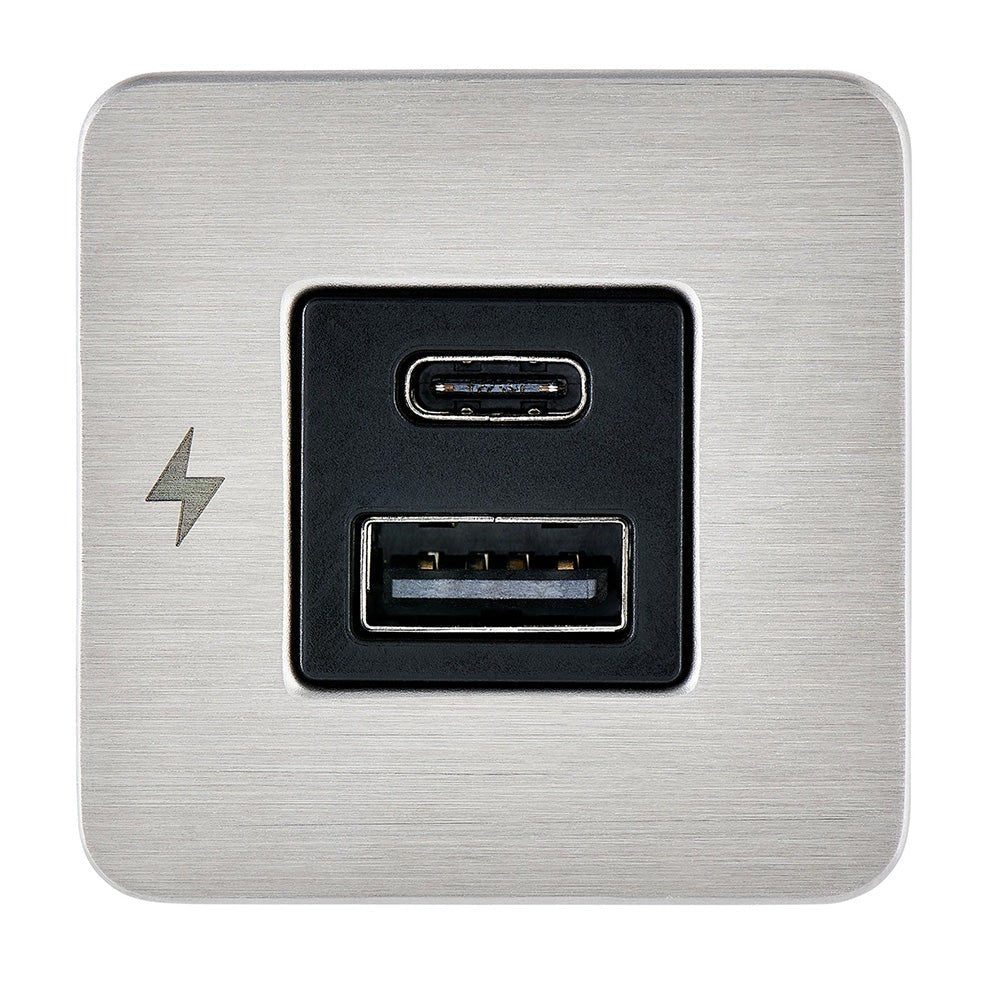 Scanstrut TILE USB - A/USB - C Interior Charging Socket - 12/24V - Stainless Steel Bezel - Marine Parts OnlyElectricalScanstrut