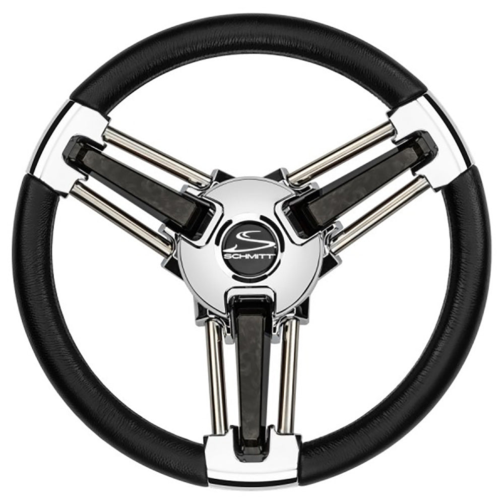 Schmitt Marine Burano Wheel 14" 3/4" Tapered Shaft Black Polyurethane w/Stainless Spoke Includes Center Cap/Nut - Marine Parts OnlyMarine HardwareSchmitt Marine