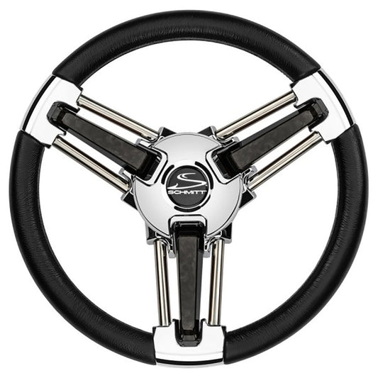 Schmitt Marine Burano Wheel 14" 3/4" Tapered Shaft Black Polyurethane w/Stainless Spoke Includes Center Cap/Nut - Marine Parts OnlyMarine HardwareSchmitt Marine