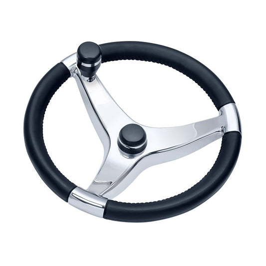 Schmitt Marine Evo Pro 316 Cast Stainless Steel Steering Wheel w/Control Knob - 15.5" Diameter - Marine Parts OnlyMarine HardwareSchmitt Marine