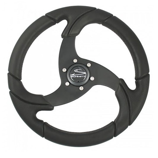 Schmitt Marine Folletto 14.2" Wheel - Black Polished Polyurethane - 3/4" Tapered Shaft w/Black Center Cap - Marine Parts OnlyMarine HardwareSchmitt Marine