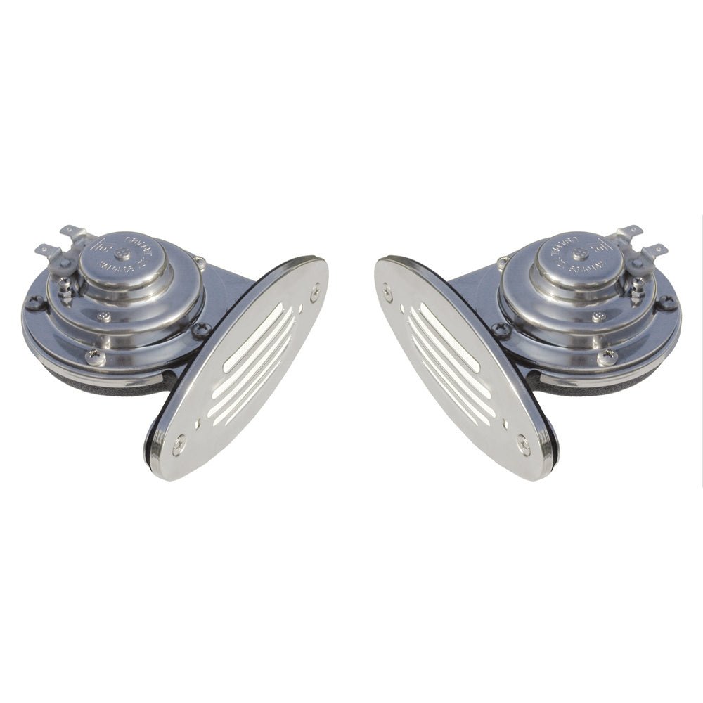 Schmitt Marine Mini Stainless Steel Dual Drop - In Horn w/Stainless Steel Grills High &amp; Low Pitch - Marine Parts OnlyBoat OutfittingSchmitt Marine