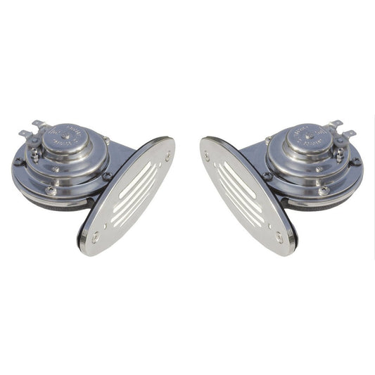 Schmitt Marine Mini Stainless Steel Dual Drop - In Horn w/Stainless Steel Grills High &amp; Low Pitch - Marine Parts OnlyBoat OutfittingSchmitt Marine