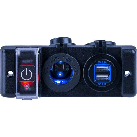 Sea - Dog Double USB &amp; Power Socket Panel w/Breaker Switch - Marine Parts OnlyElectricalSea - Dog