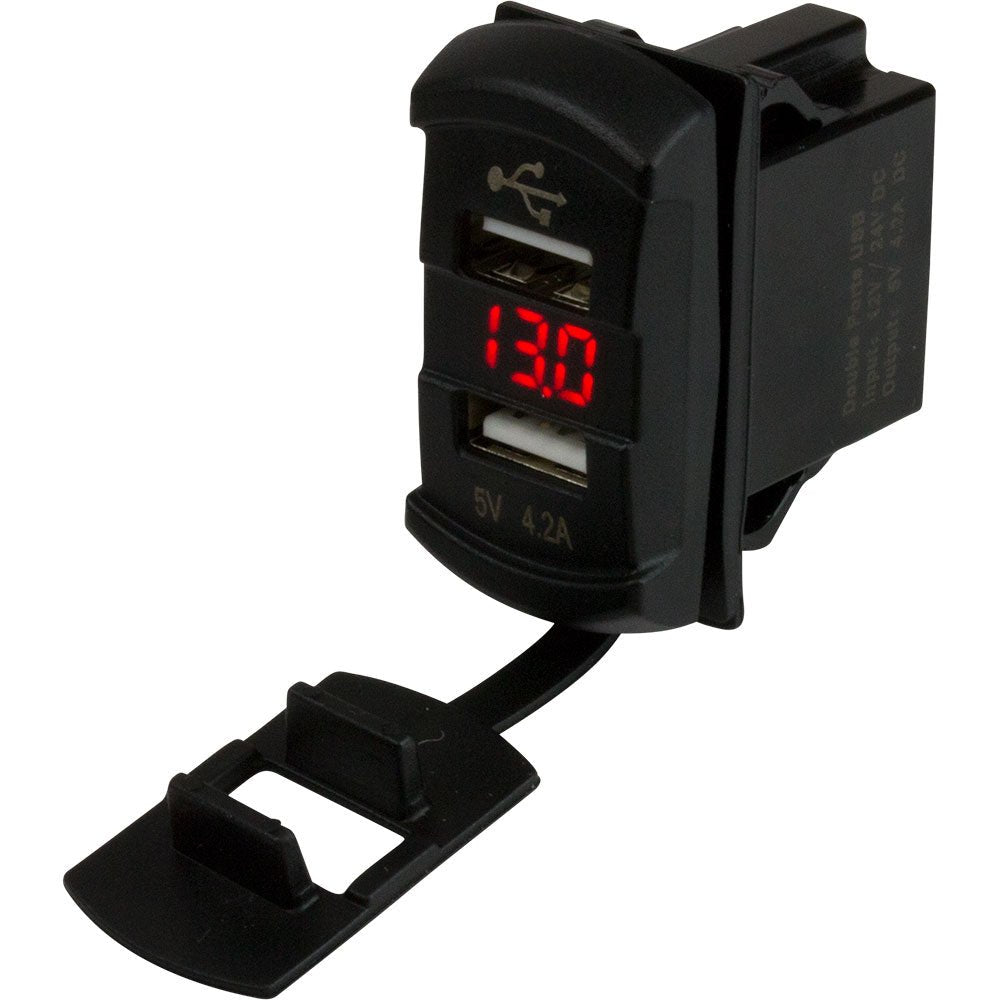 Sea - Dog Dual USB Rocker Switch Style Voltmeter w/Hidden Display - Marine Parts OnlyElectricalSea - Dog