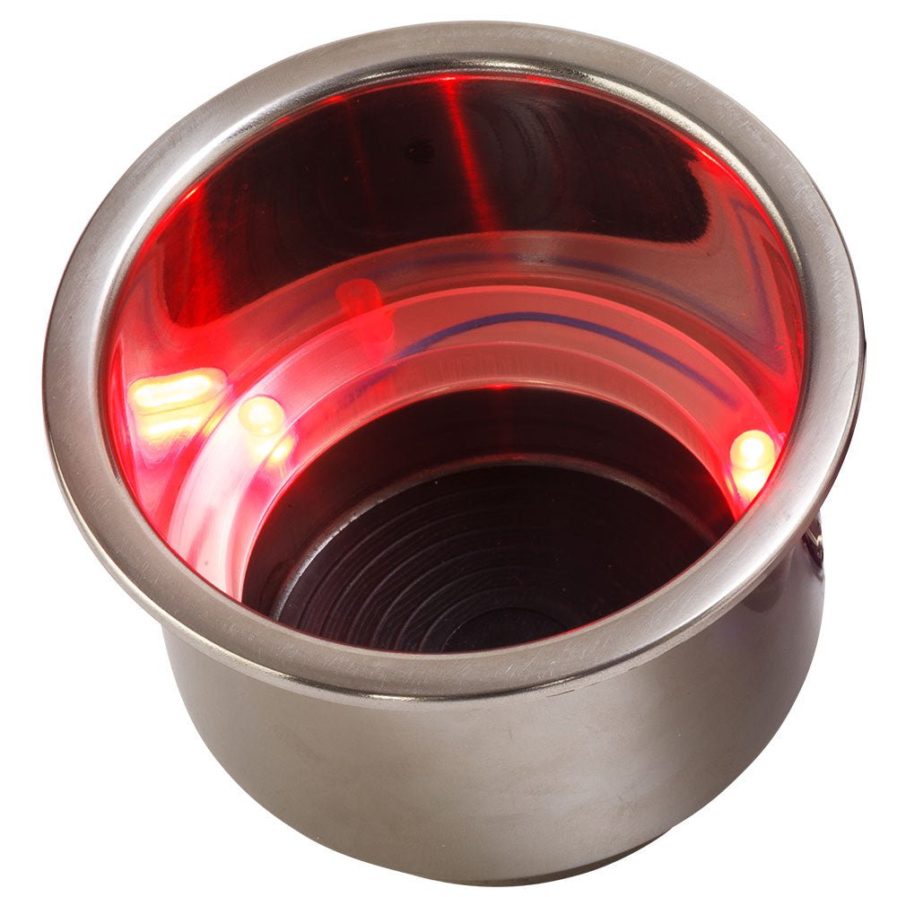 Sea - Dog LED Flush Mount Combo Drink Holder w/Drain Fitting - Red LED - Marine Parts OnlyBoat OutfittingSea - Dog