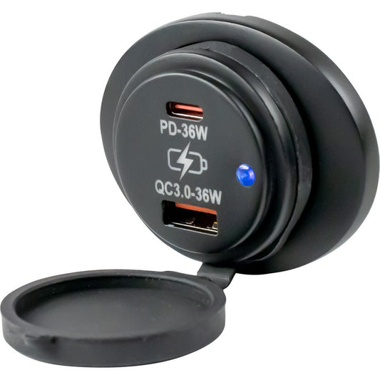 Sea - Dog Oval Surface Mount USB 3.0 &amp; USB - C Power Socket - Marine Parts OnlyElectricalSea - Dog