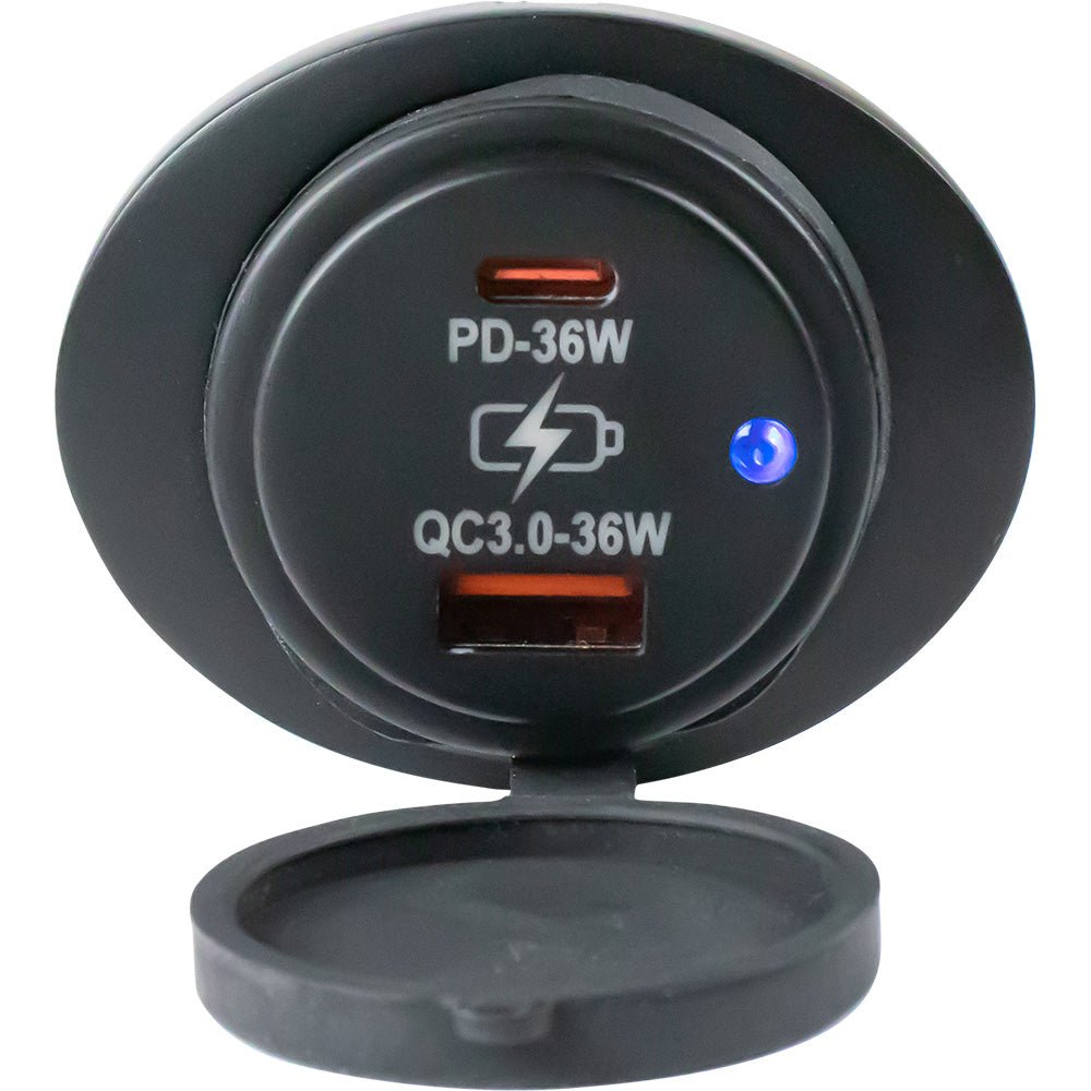Sea - Dog Oval Surface Mount USB 3.0 &amp; USB - C Power Socket - Marine Parts OnlyElectricalSea - Dog