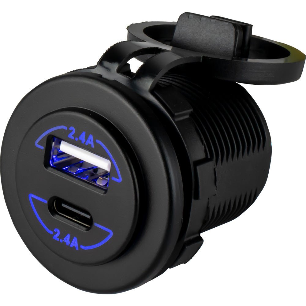 Sea - Dog Round Dual USB &amp; USB - C Power Socket - Marine Parts OnlyElectricalSea - Dog
