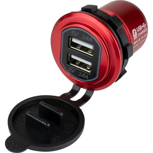 Sea - Dog Round Red Dual USB Charger w/1 Quick Charge Port + - Marine Parts OnlyElectricalSea - Dog
