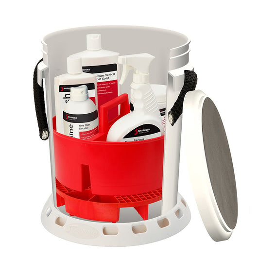 Shurhold 5 Gallon White Bucket Kit - Includes Bucket, Caddy, Grate Seat, Buff Magic, Pro Polish Brite Wash, SMC &amp; Serious Shine - Marine Parts OnlyWinterizingShurhold