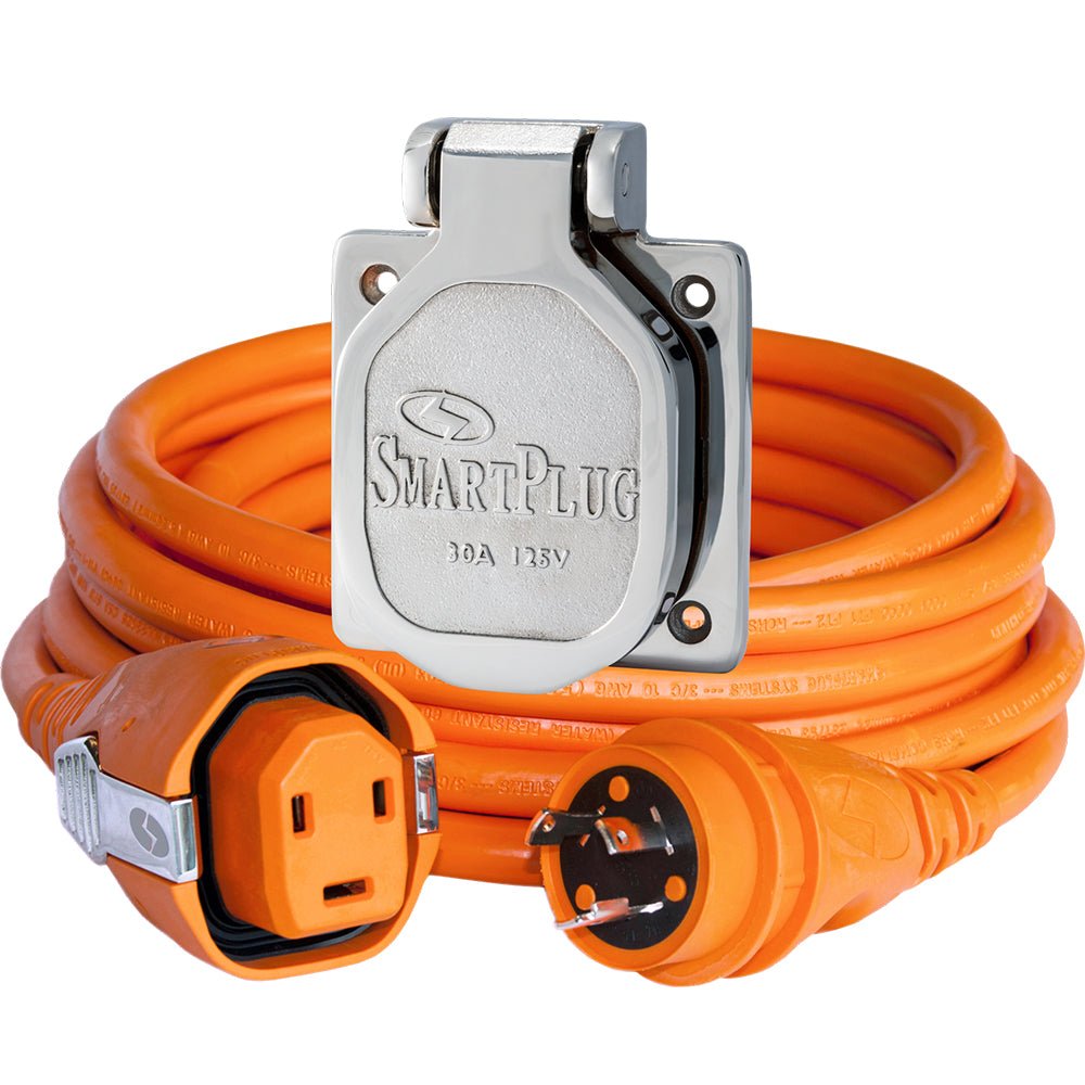 SmartPlug 30 AMP Dual Configuration Cordset &amp; Stainless Steel Inlet Combo - 50&39; - Marine Parts OnlyElectricalSmartPlug