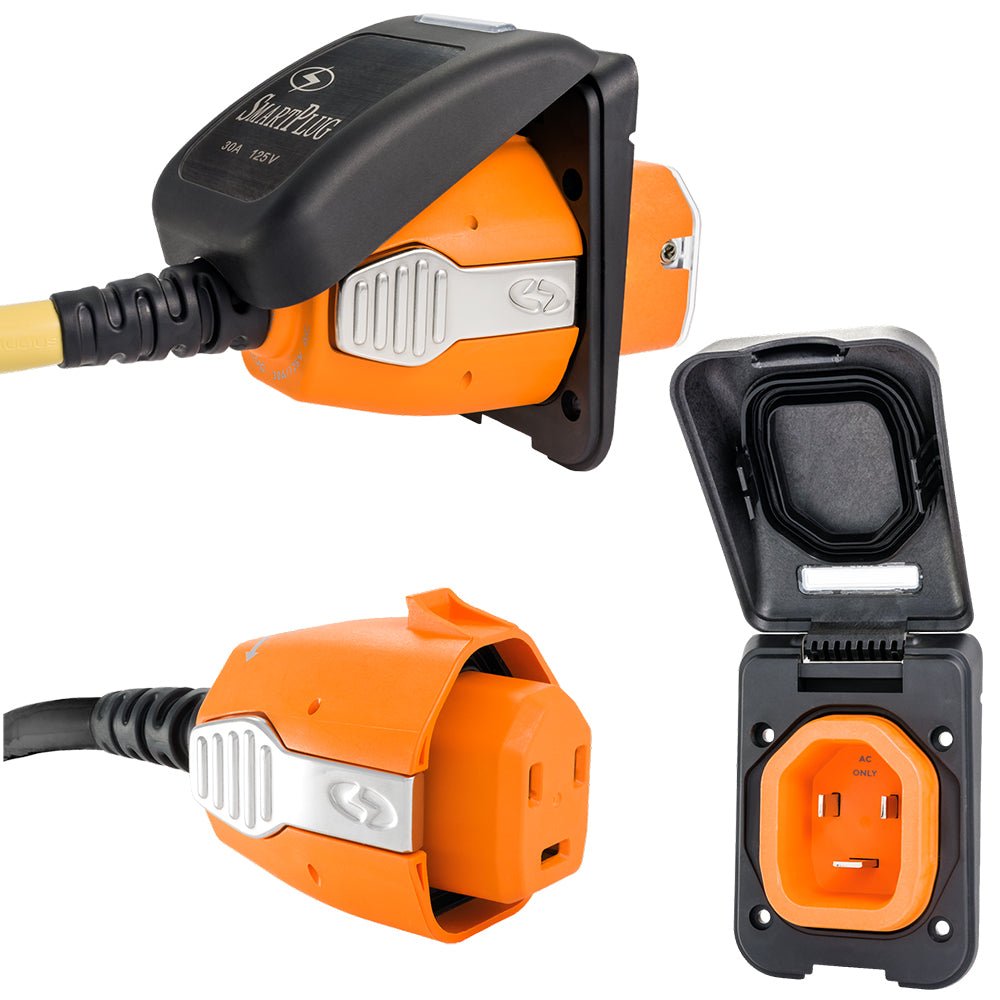 SmartPlug 30 AMP Inlet &amp; Female Cord Connector Combo - Black - Marine Parts OnlyElectricalSmartPlug