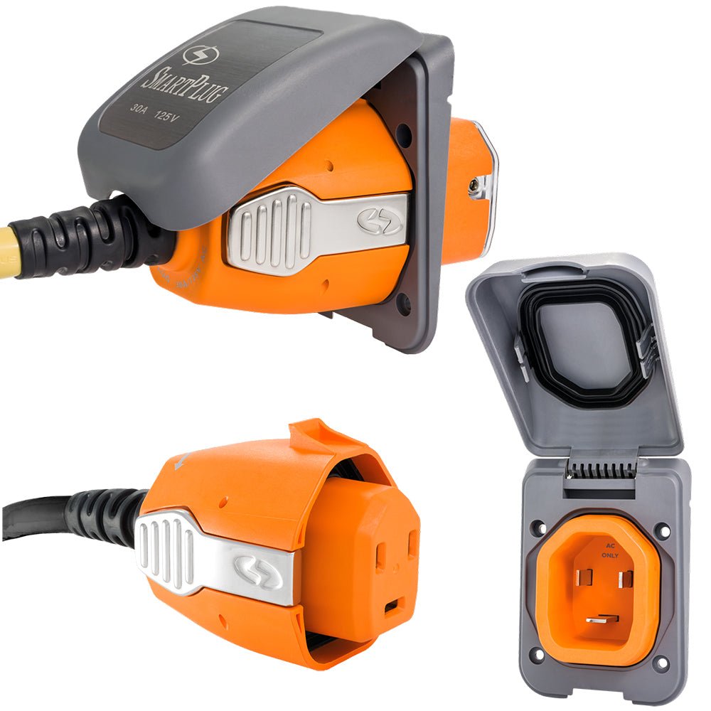 SmartPlug 30 AMP Inlet &amp; Female Cord Connector Combo - Grey - Marine Parts OnlyElectricalSmartPlug