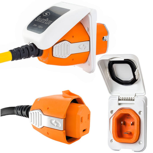 SmartPlug 30 AMP Inlet &amp; Female Cord Connector Combo - White - Marine Parts OnlyElectricalSmartPlug