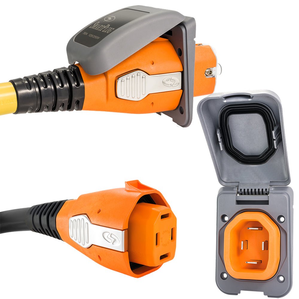 SmartPlug 50 AMP Inlet &amp; Female Cord Connector Combo - Grey - Marine Parts OnlyElectricalSmartPlug