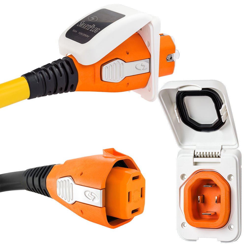 SmartPlug 50 AMP Inlet &amp; Female Cord Connector Combo - White - Marine Parts OnlyElectricalSmartPlug
