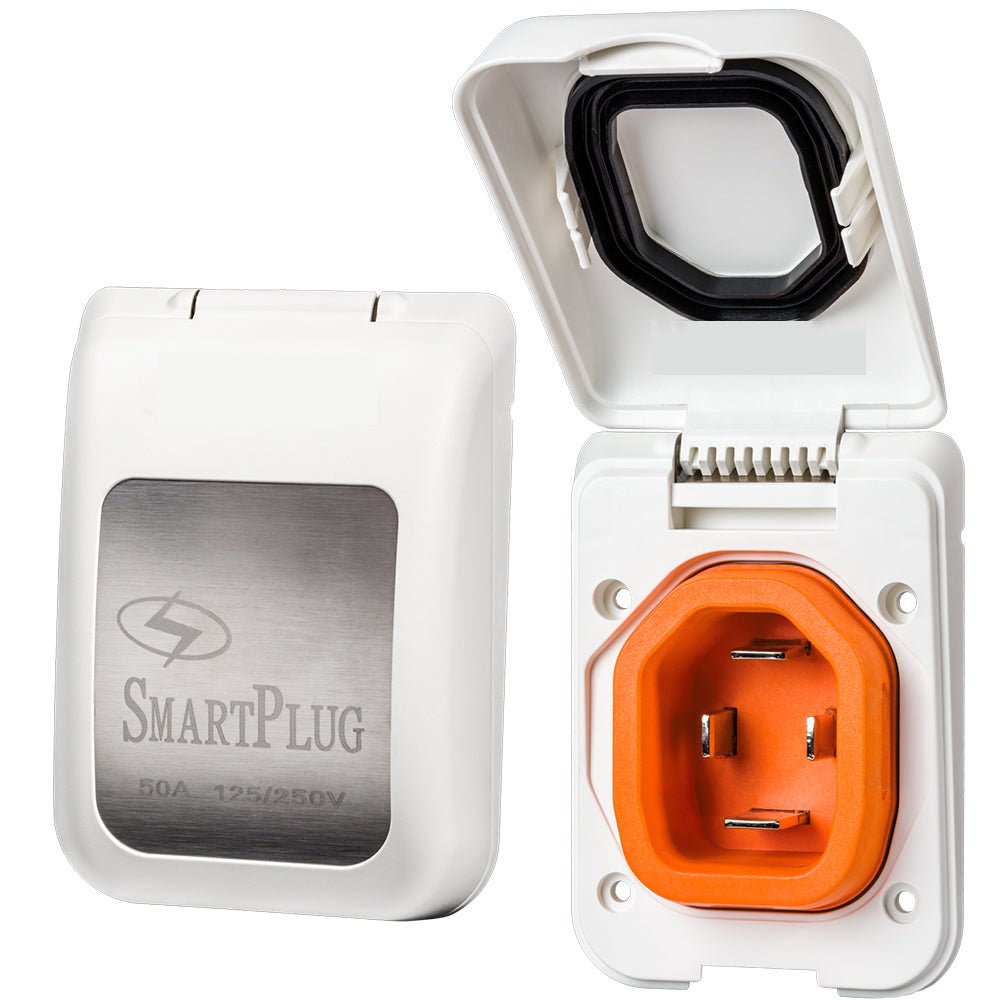 SmartPlug 50 AMP Male Non - Metallic Inlet Cover - White - Marine Parts OnlyElectricalSmartPlug