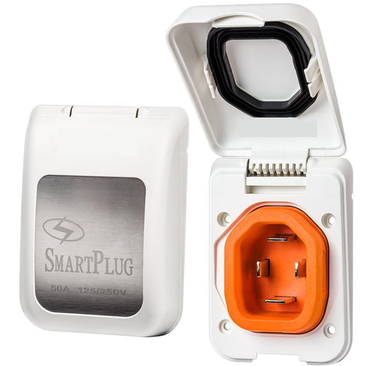 SmartPlug 50 AMP Male Non - Metallic Inlet Cover - White - Marine Parts OnlyElectricalSmartPlug