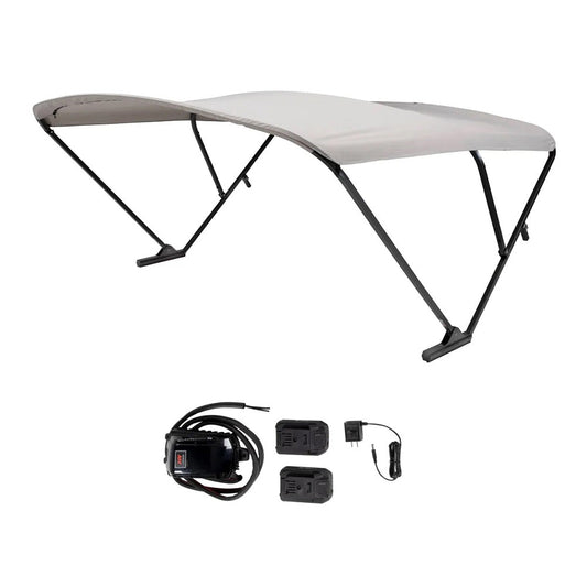 SureShade Battery Powered Bimini - Black Anodized Frame &amp; Grey Fabric - Marine Parts OnlyBoat OutfittingSureShade