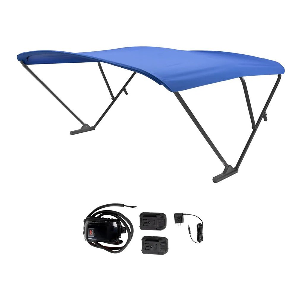SureShade Battery Powered Bimini - Black Anodized Frame &amp; Pacific Blue Fabric - Marine Parts OnlyBoat OutfittingSureShade