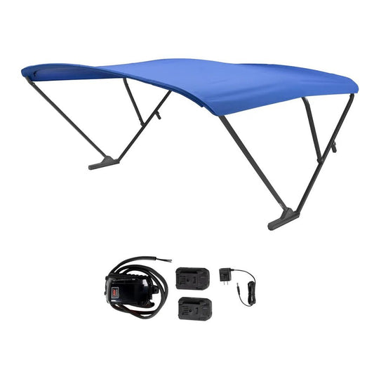 SureShade Battery Powered Bimini - Black Anodized Frame &amp; Pacific Blue Fabric - Marine Parts OnlyBoat OutfittingSureShade