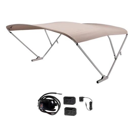 SureShade Battery Powered Bimini - Clear Anodized Frame &amp; Beige Fabric - Marine Parts OnlyBoat OutfittingSureShade