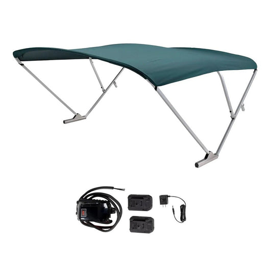 SureShade Battery Powered Bimini - Clear Anodized Frame &amp; Green Fabric - Marine Parts OnlyBoat OutfittingSureShade