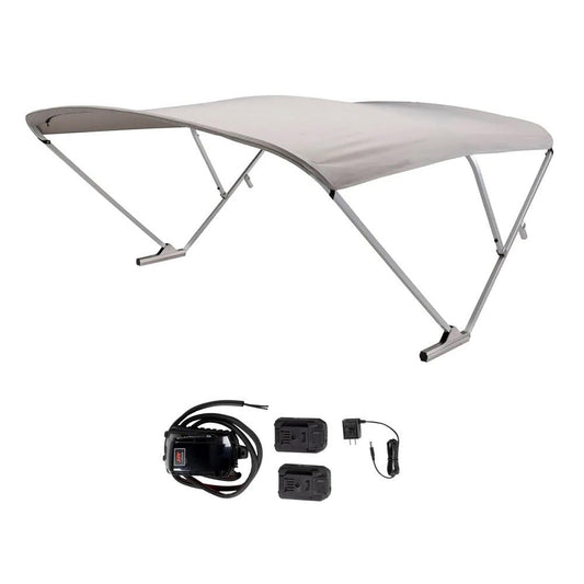 SureShade Battery Powered Bimini - Clear Anodized Frame &amp; Grey Fabric - Marine Parts OnlyBoat OutfittingSureShade