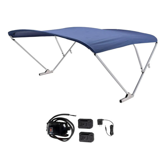 SureShade Battery Powered Bimini - Clear Anodized Frame &amp; Navy Fabric - Marine Parts OnlyBoat OutfittingSureShade