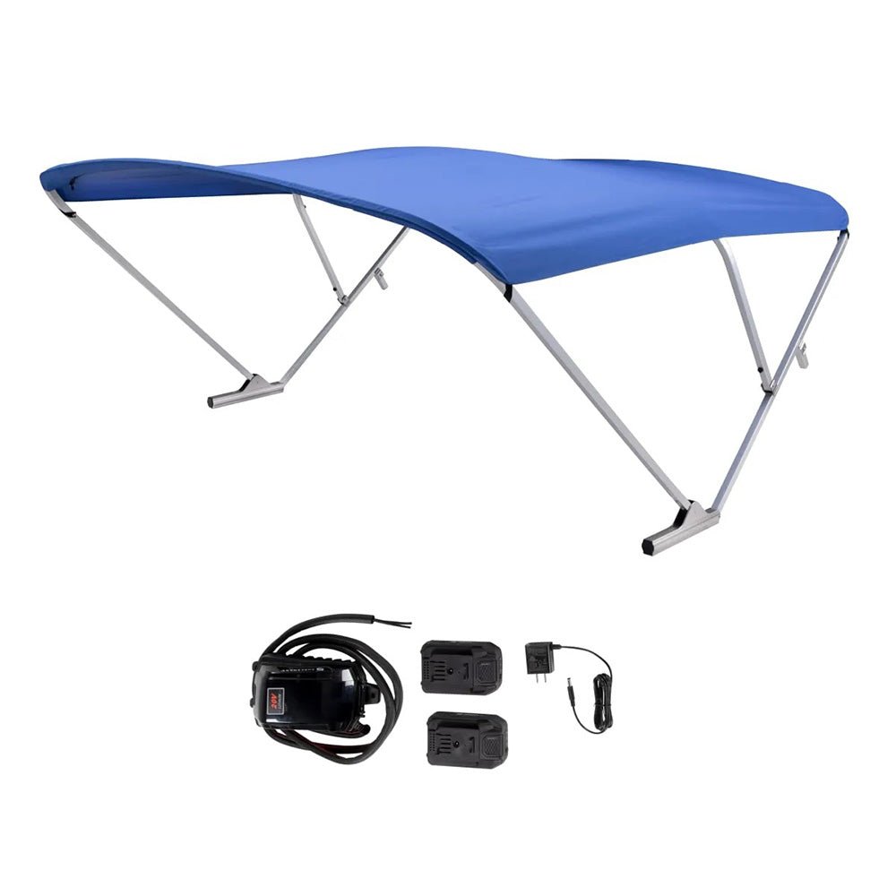 SureShade Battery Powered Bimini - Clear Anodized Frame &amp; Pacific Blue Fabric - Marine Parts OnlyBoat OutfittingSureShade