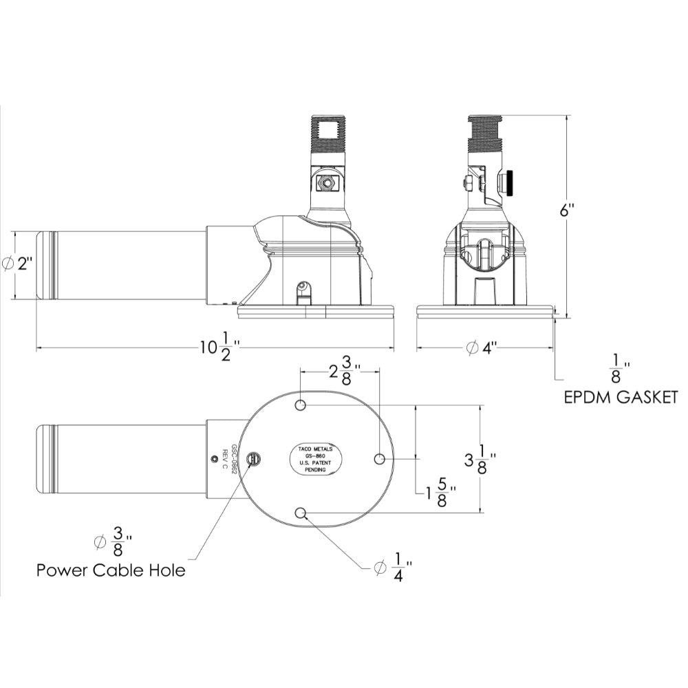 TACO Grand Slam 860 Electric VHF Antenna Mount - Marine Parts OnlyCommunicationTACO Marine
