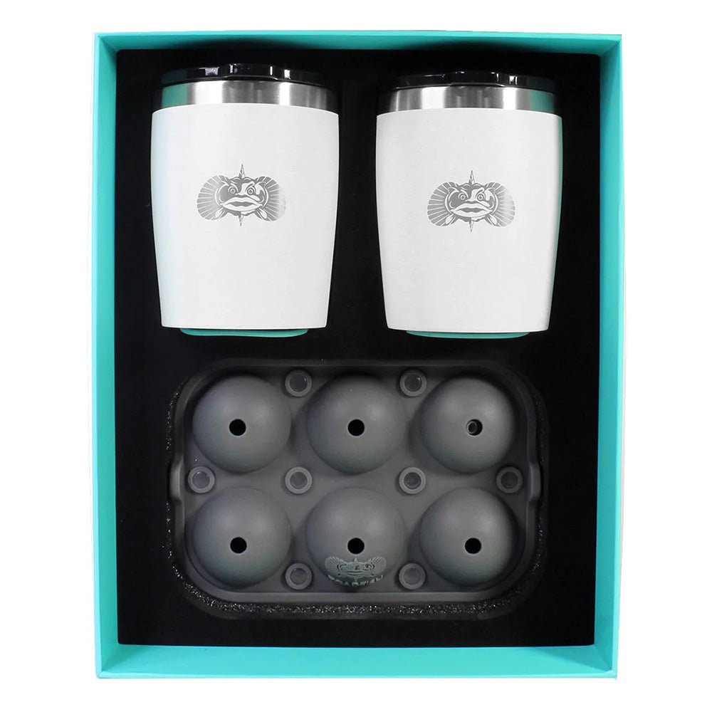 Toadfish Non - Tipping 10oz White Rocks Tumblers w/Ice Ball Tray - 2 Tumblers - Marine Parts OnlyBoat OutfittingToadfish