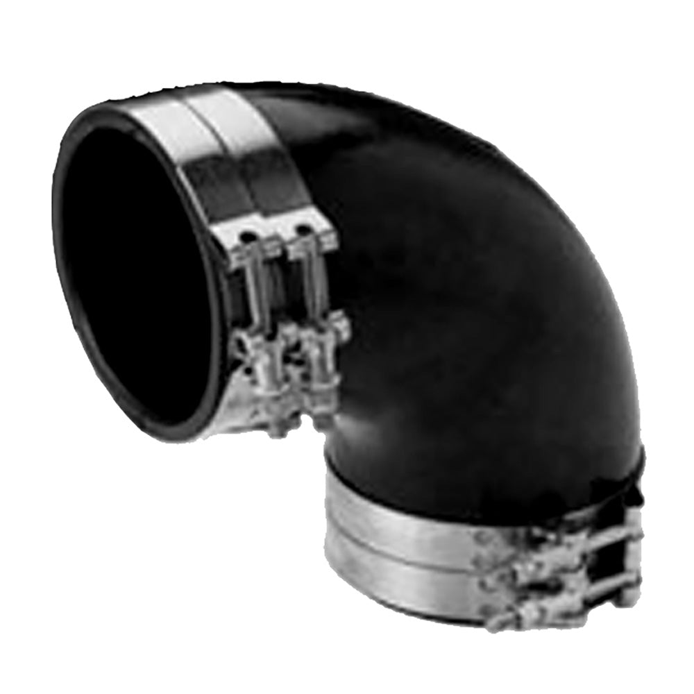 Trident Marine 3" ID 90 - Degree EPDM Black Rubber Molded Wet Exhaust Elbow w/4 T - Bolt Clamps - Marine Parts OnlyEngine Parts & ServiceTrident Marine