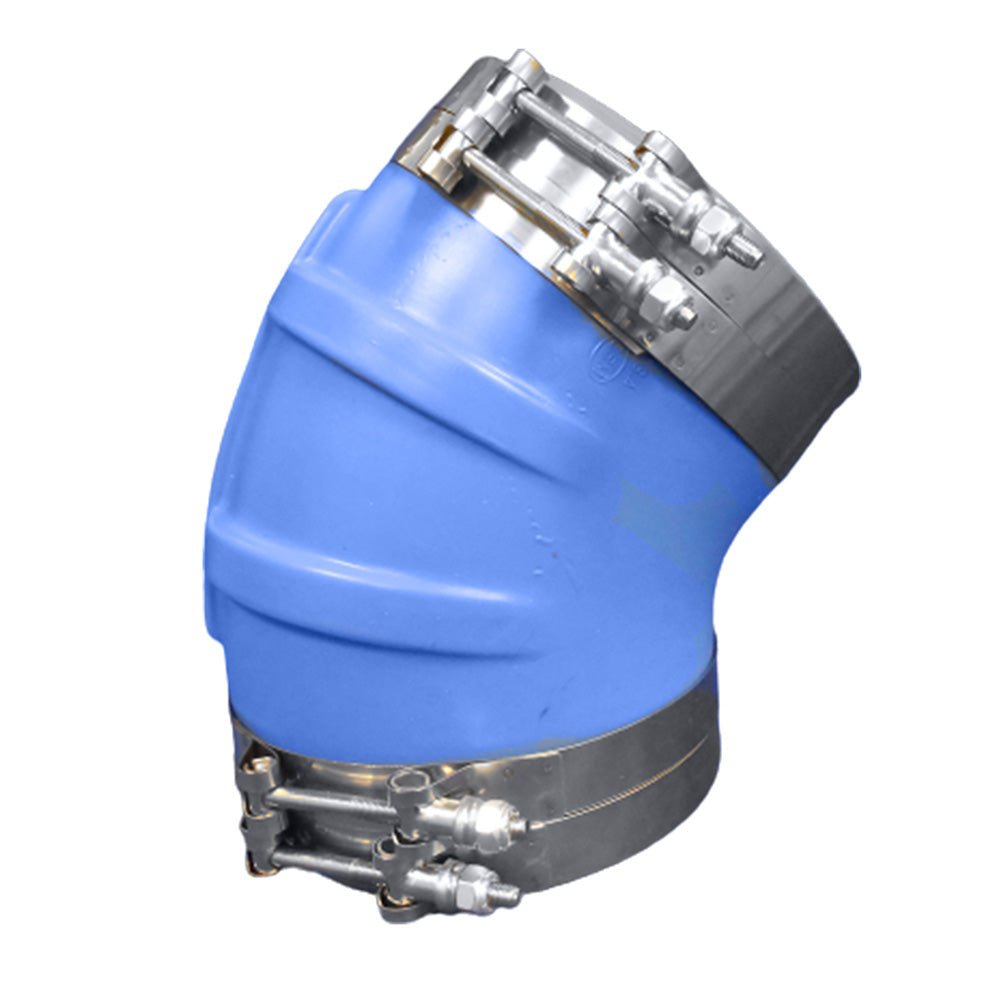 Trident Marine ID 45 Degree Blue Silicone Molded Wet Exhaust Elbow w/4 T - Bolt Clamps - Marine Parts OnlyEngine Parts & ServiceTrident Marine