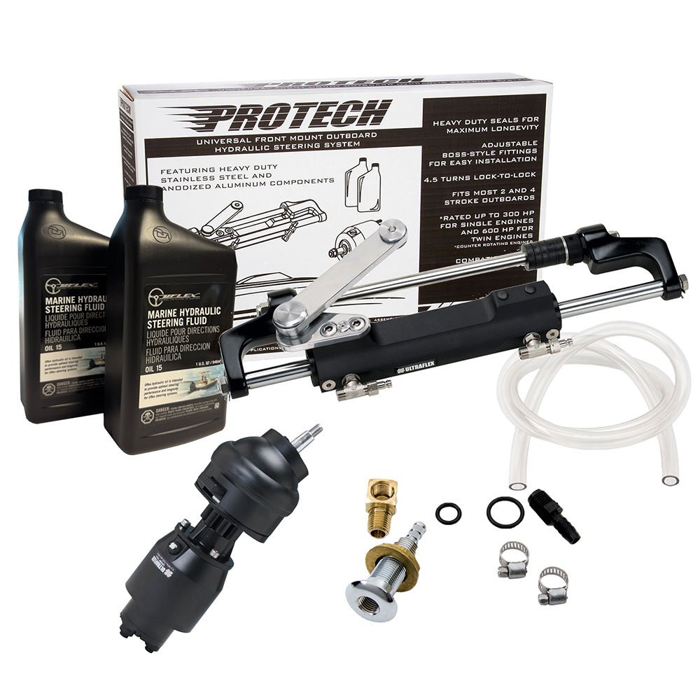 Uflex PROTECH 2.1 Front Mount Tilt OB Hydraulic System - Includes UP28T Helm Pump, Oil, UC128TS - 2 Cylinder, &amp; X52 Tilt - No Hoses - Marine Parts OnlyBoat OutfittingUflex USA