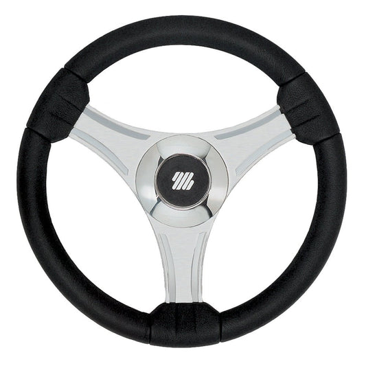 Uflex - Tavolara - 13.8" Black Polyurethane Steering Wheel w/Silver Spokes &amp; X62 Hub - Marine Parts OnlyMarine HardwareUflex USA