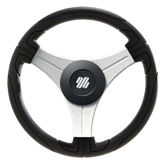 Uflex Ustica 13" Steering Wheel - Black - Polyurethane w/Silver Spokes &amp; X62 Hub - Marine Parts OnlyMarine HardwareUflex USA